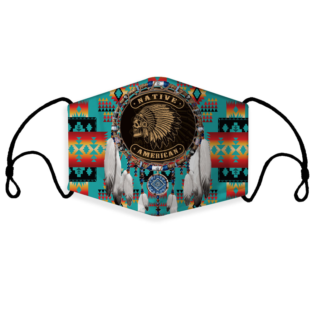 Chief Native American 3D dreamcatcher face mask, multicolor, with ear loops