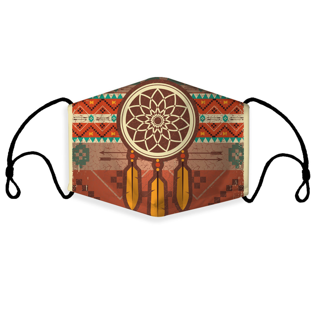 Native American dream catcher 3D face mask with filter, multicolor geometric print