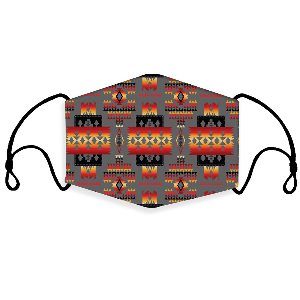3D tribal pattern face mask with ear loops, multicolor