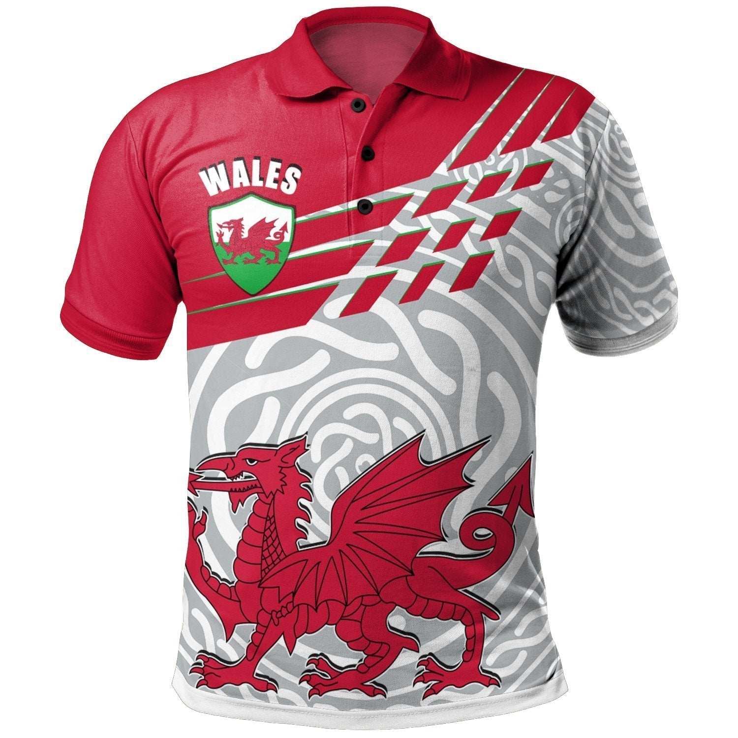 Wales Polo Shirt Welsh Cymru With Celtic Patterns - Wonder Print Shop