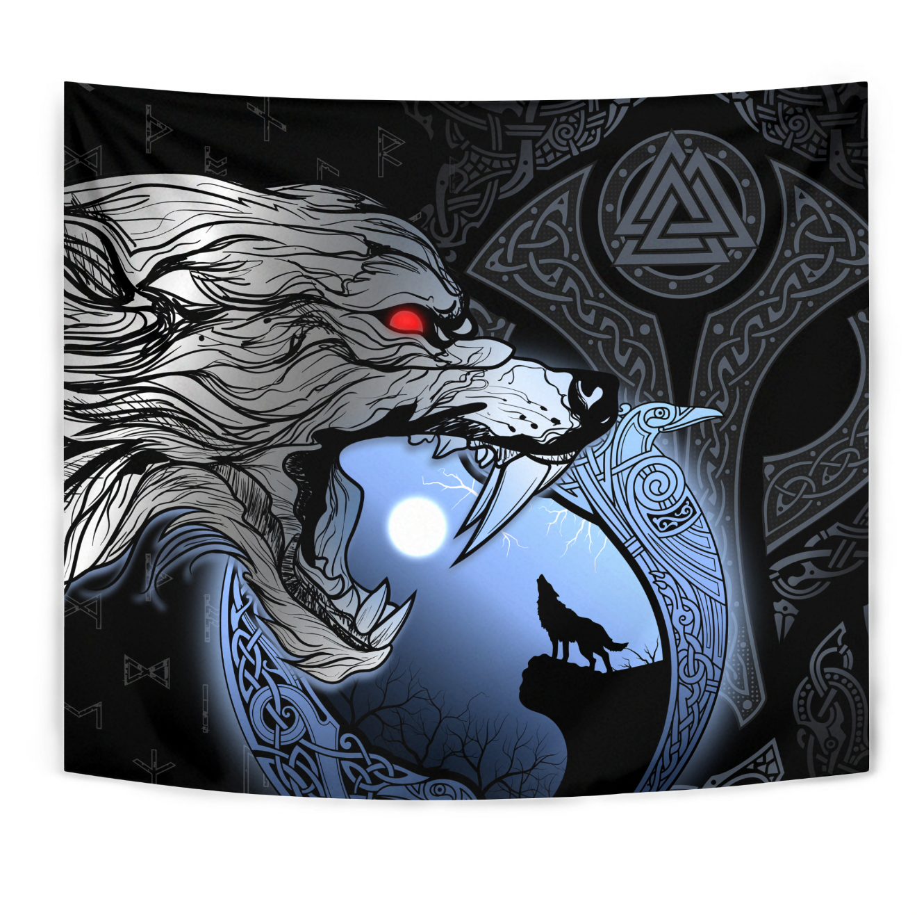 Viking Tapestry - Fenrir and Moon RLT12 - Wonder Print Shop