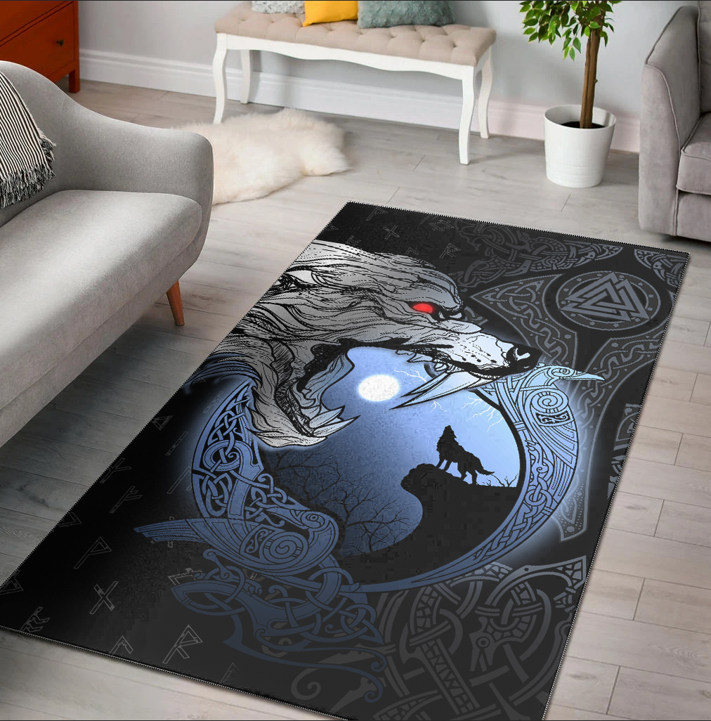 Viking Area Rug Fenrir and Moon Area Rug RLT12 - Wonder Print Shop