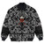 Viking Bomber Jacket Fighting Axes Raven Skull Fantasy Warrior Inscription Hero with Bandana Paisley Style RLT12 - Wonder Print Shop