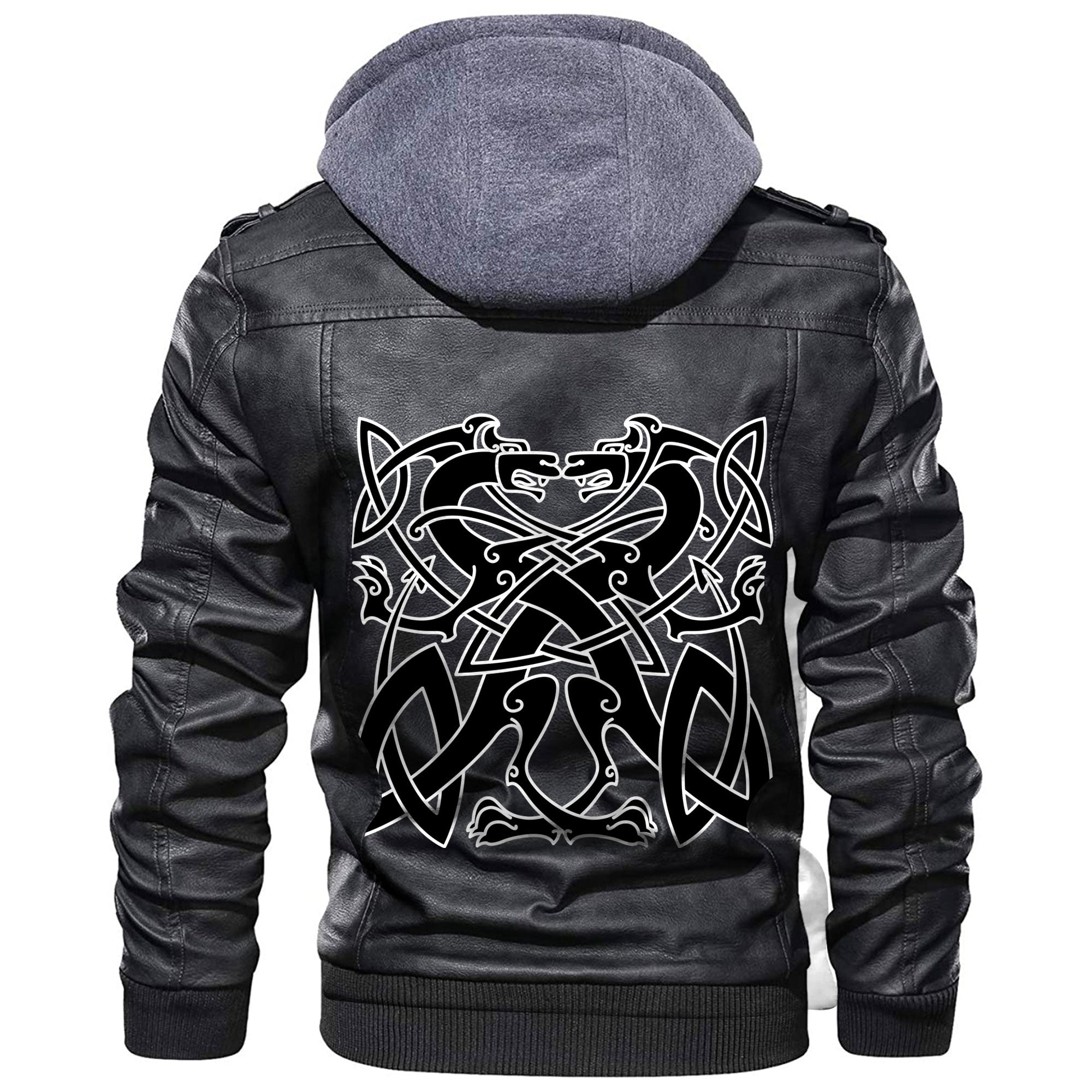 Viking Fighting Dragons In Celtic Style Leather Jacket RLT12 - Wonder Print Shop