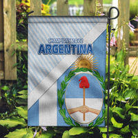 Argentina champions garden flag, light blue and white stripes with crest graphic