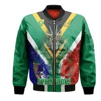 Unisex bomber jacket, green with full-zip front and Springboks flag graphic