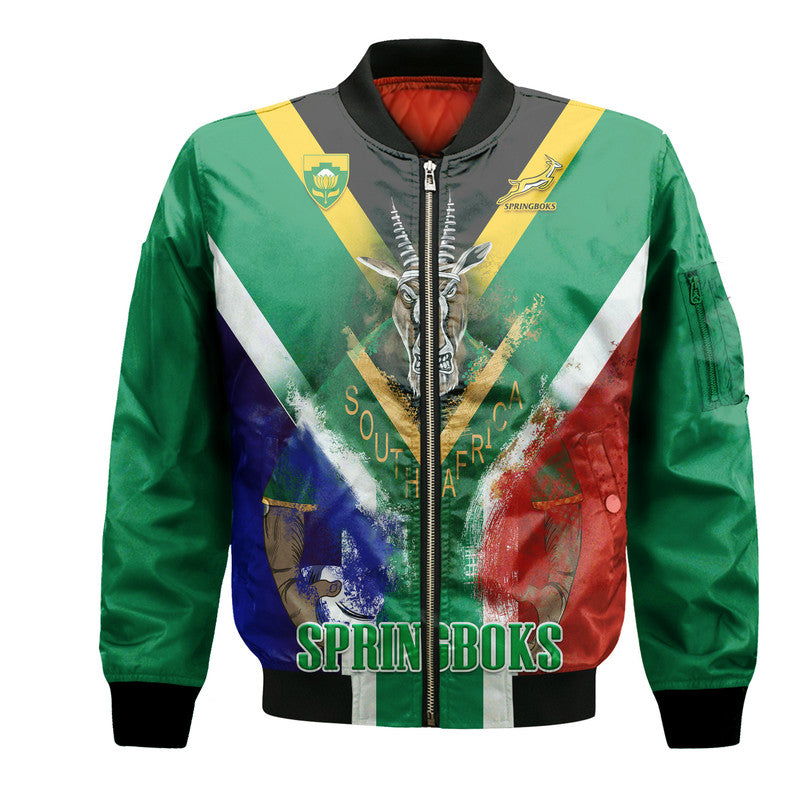 (Custom Personalised) South Africa Springboks Rugby Bomber Jacket Bokke Flag Style LT9 - Wonder Print Shop