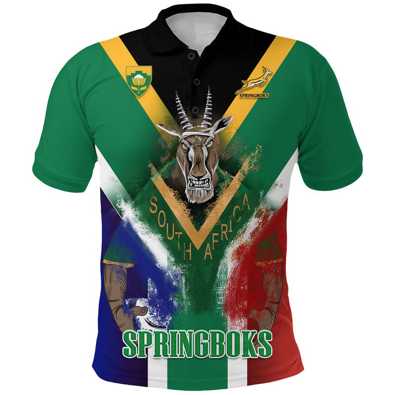 Custom South Africa Springboks Rugby Polo Shirt Bokke Flag Style - Wonder Print Shop