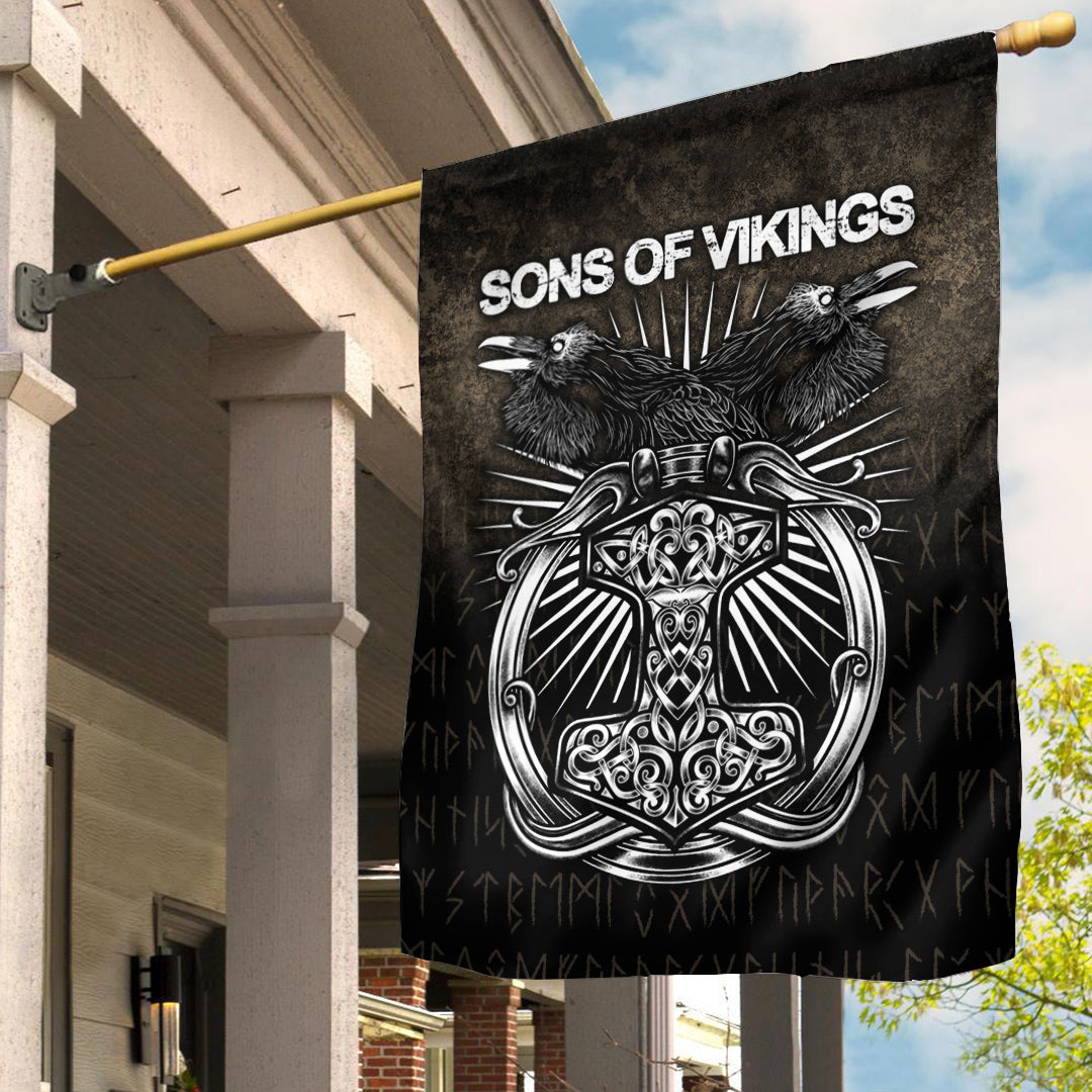 Viking Flag Vikings Ravens Mjolnir Flag RLT12 - Wonder Print Shop