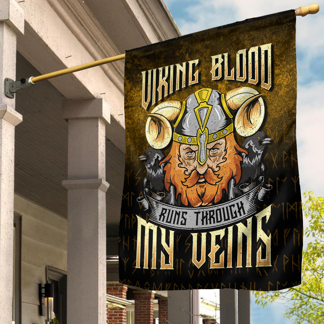 Viking Flag Viking Blood Runs Through My Veins Flag RLT12 - Wonder Print Shop