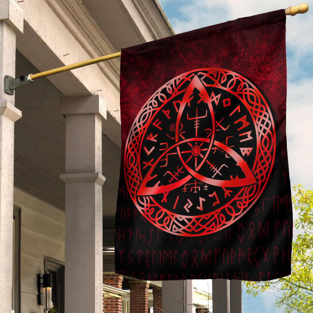 Viking Flag Vegvisir Nordic Viking Rune Red Version Flag RLT12 - Wonder Print Shop