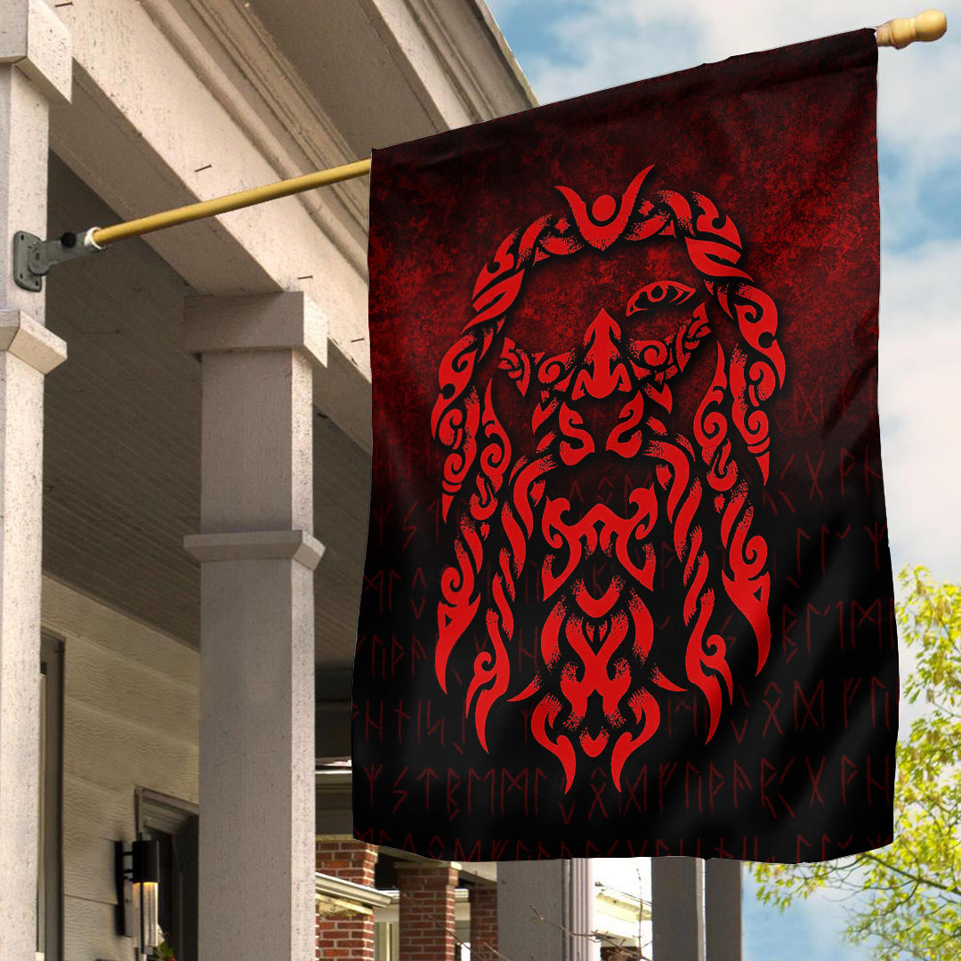 Viking Flag Viking God Odin Allfather In Asgard Raven God Red Version Flag RLT12 - Wonder Print Shop