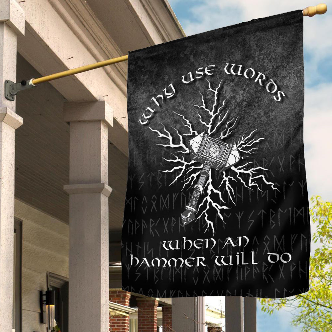 Viking Flag Why Use Words When An Hammer Will Do Flag RLT12 - Wonder Print Shop