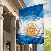 Argentina garden flag: blue/white stripes with sun emblem and Argentina text