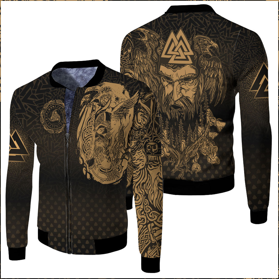 viking-clothing-viking-odin-raven-tattoo-style-gold-version-fleece-winter-jacket