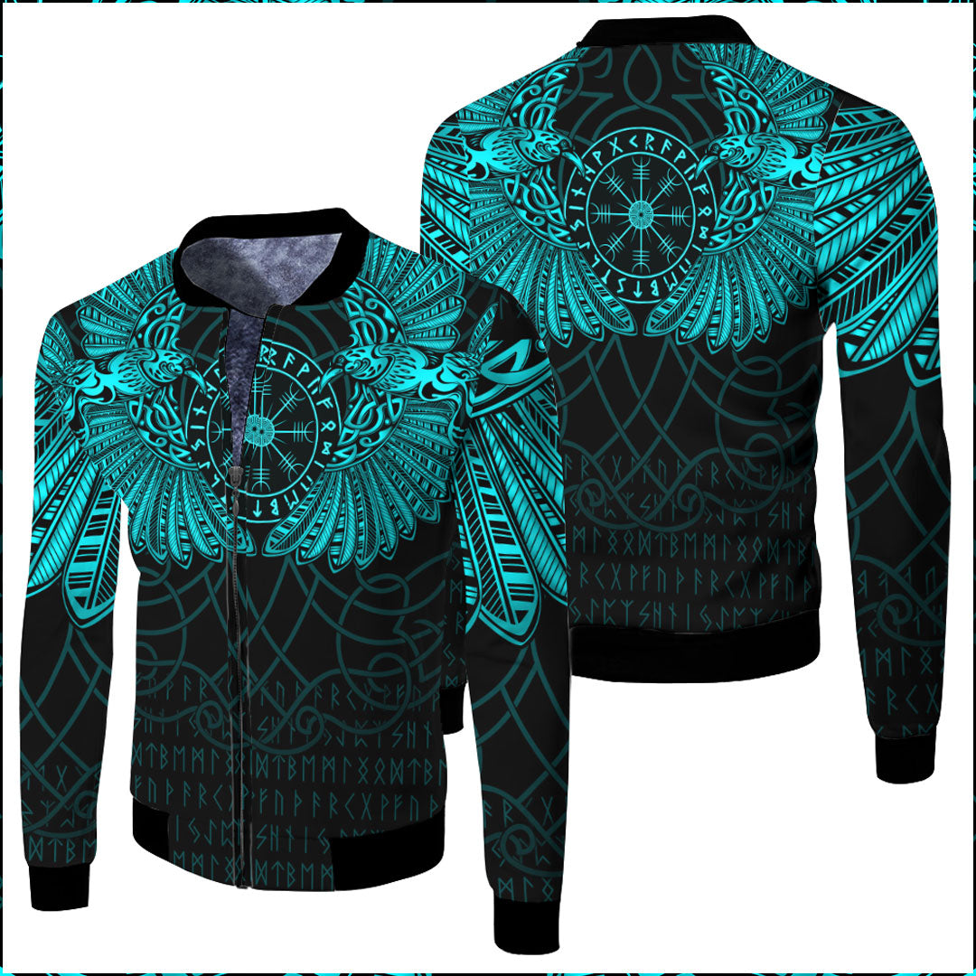 viking-clothing-viking-odins-celtic-two-ravens-cyan-version-fleece-winter-jacket