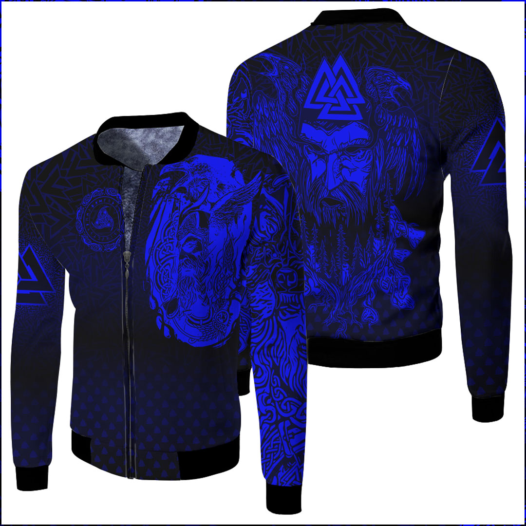 viking-clothing-viking-odin-raven-tattoo-style-blue-version-fleece-winter-jacket