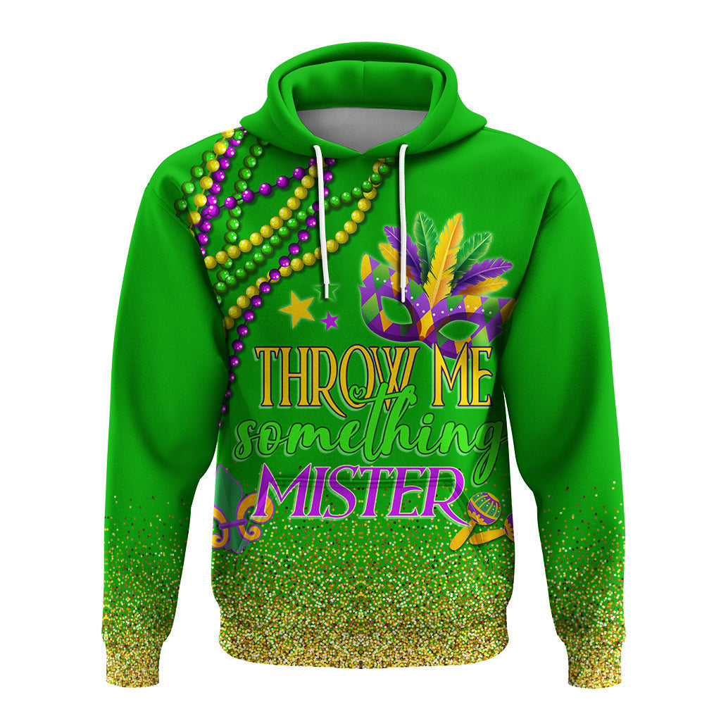 Hoodie Mardi Gras Throw Me Something Mister (Green) - Wonder Print Shop