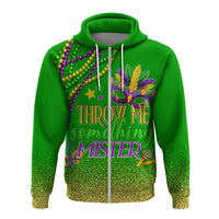 Green pullover hoodie with front panel graphic, beads, and drawstring hood
