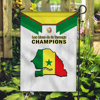 Senegal football garden flag on metal stake, green-yellow-red map and 'CHAMPIONS'