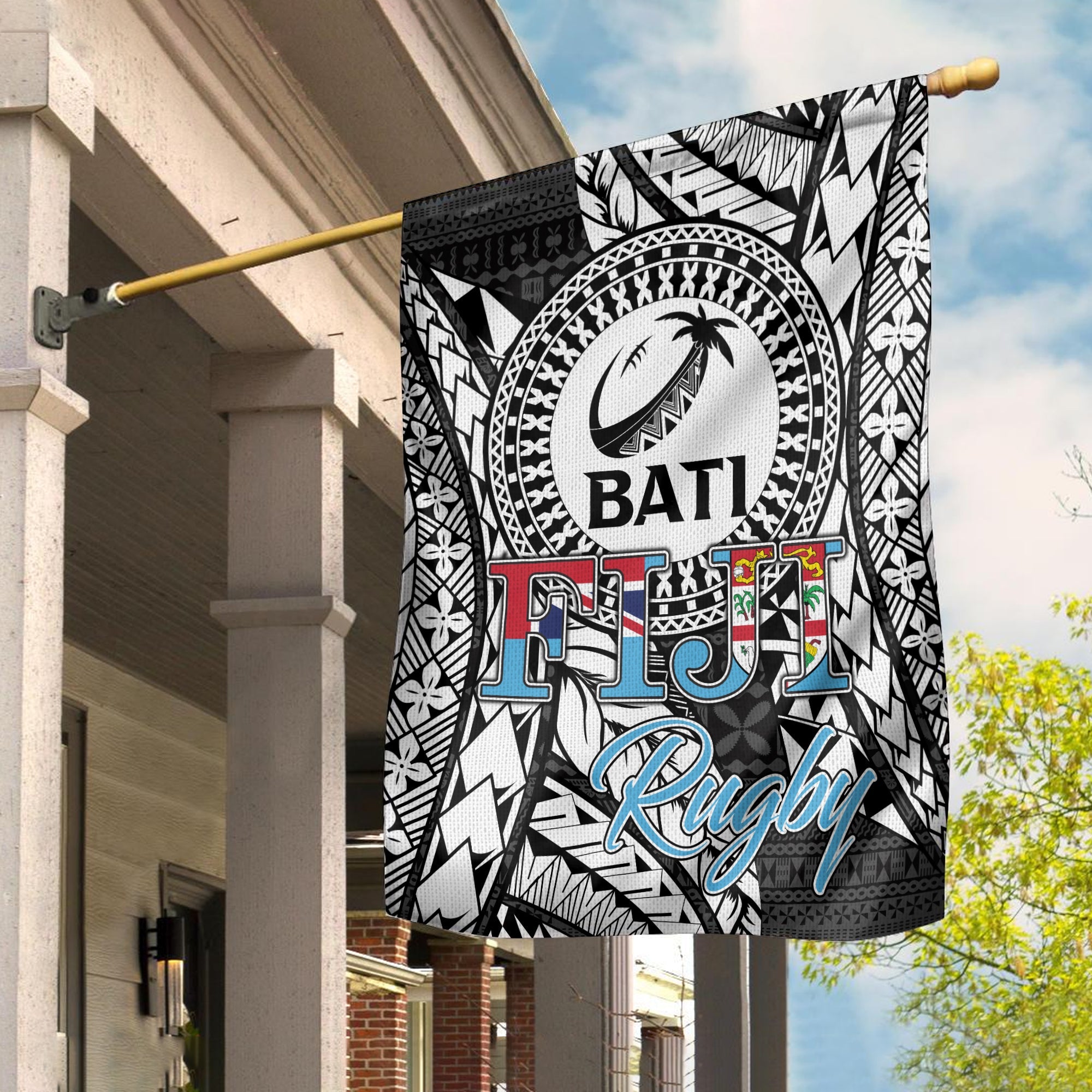 Fiji Rugby Bati Tapa Pattern Flag - LT2 - Wonder Print Shop