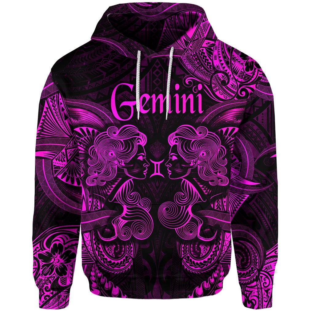 Custom Gemini Zodiac Polynesian Hoodie Unique Style Pink LT8 - Wonder Print Shop