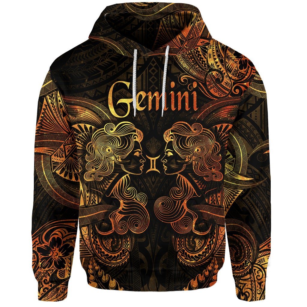 Custom Gemini Zodiac Polynesian Hoodie Unique Style Gold LT8 - Wonder Print Shop