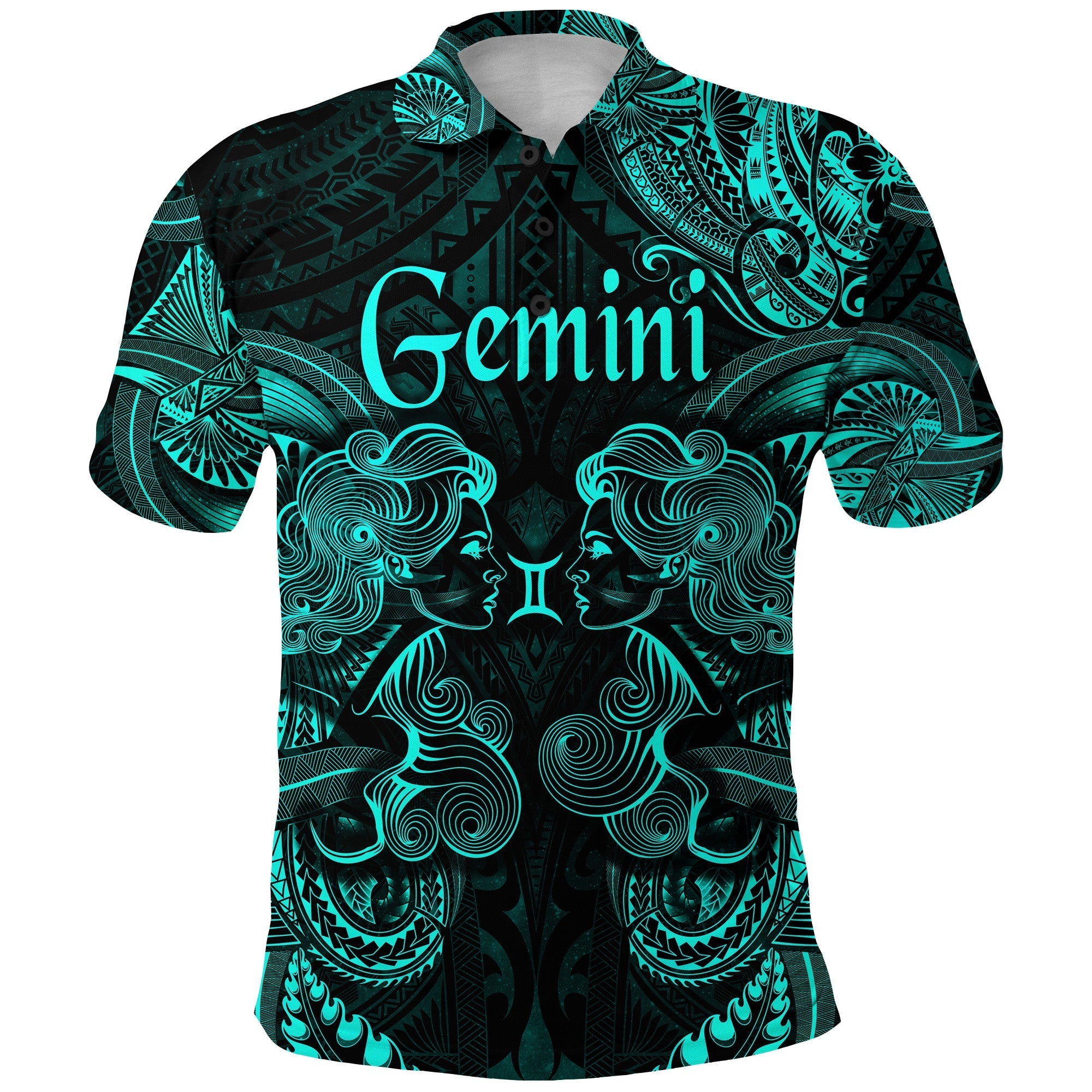 custom-personalised-gemini-zodiac-polynesian-polo-shirt-unique-style-turquoise