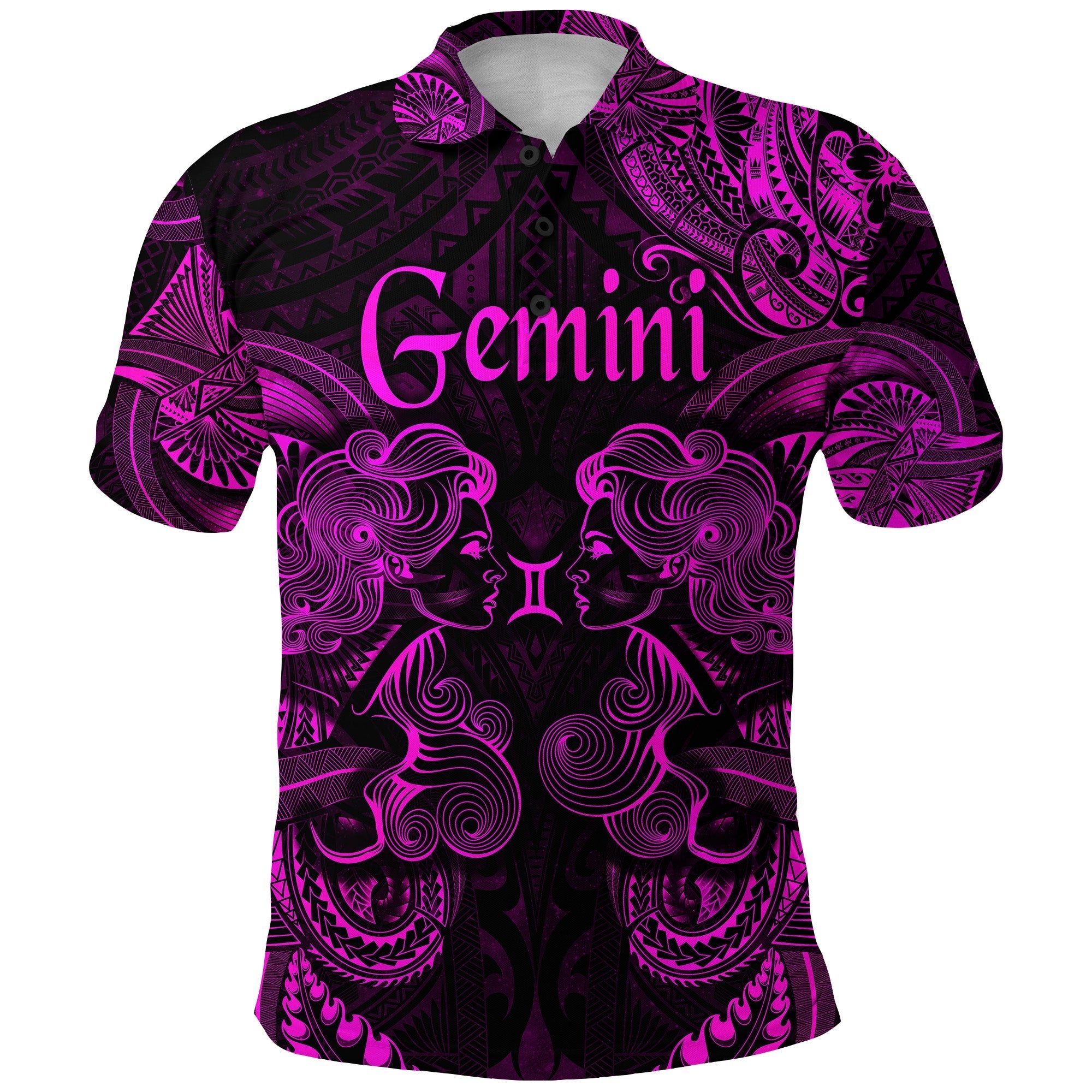 custom-personalised-gemini-zodiac-polynesian-polo-shirt-unique-style-pink