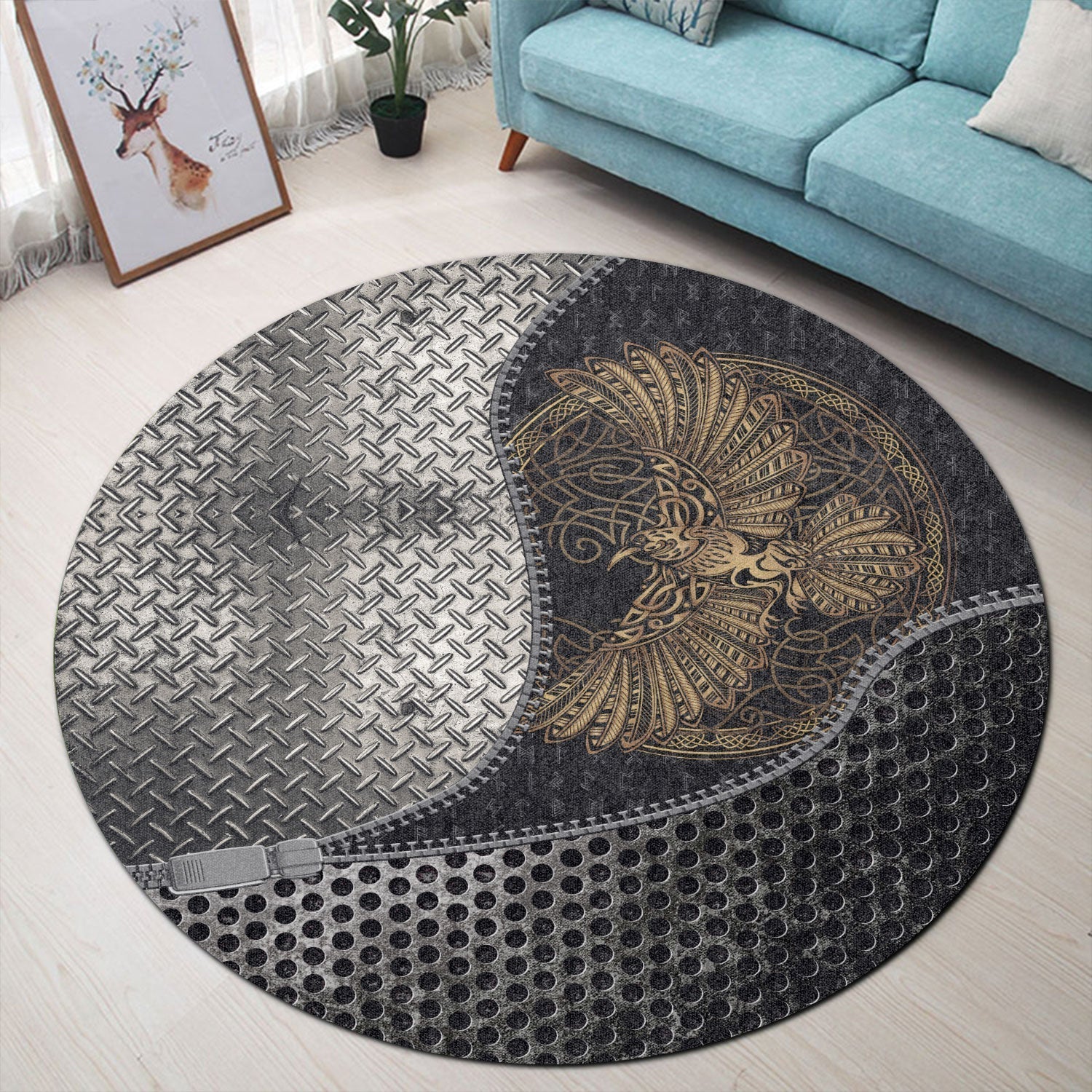 viking-carpet-golden-odins-celtic-raven-round-carpet