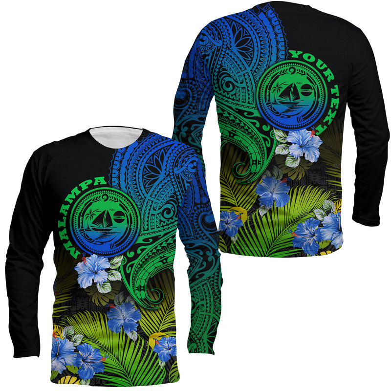 Custom Personalised Vanuatu Malampa Province Long Sleeve Shirt Hibiscus Tribal Polynesian Tattoo Ver Gradient - Wonder Print Shop