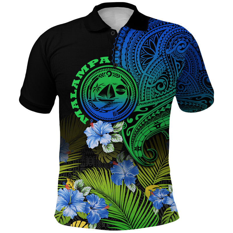 Custom Malampa Province Vanuatu Polo Shirt Hibiscus Tribal Polynesian Tattoo Ver Gradient - Wonder Print Shop