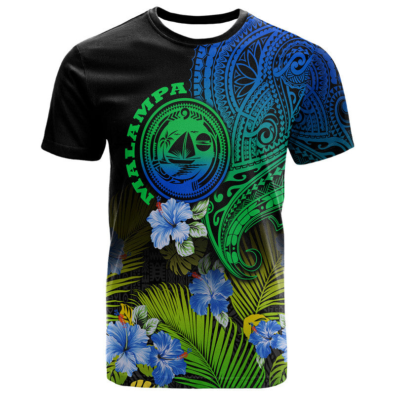 Custom Vanuatu Malampa Province T Shirt Hibiscus Tribal Polynesian Tattoo Ver Gradient - Wonder Print Shop