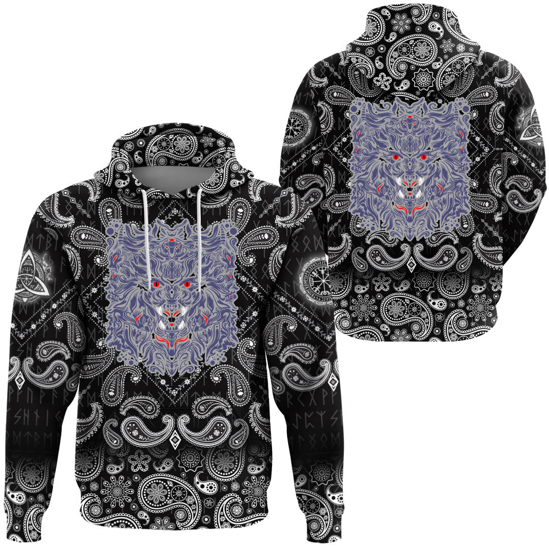 Viking Hoodie Graphic Of Art with Bandana Paisley Style RLT12 - Wonder Print Shop