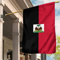 House flag showing Haiti flag design with black and red vertical halves and coat of arms