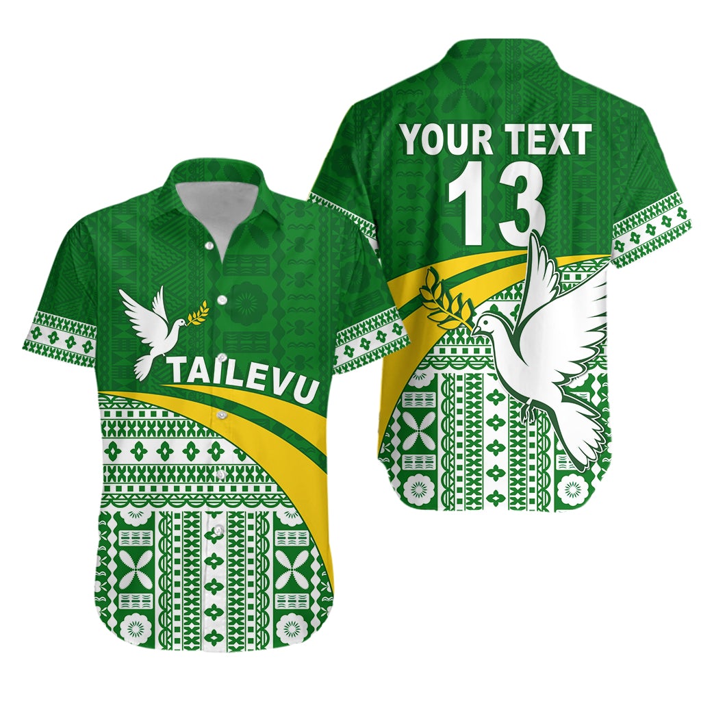 (Custom Text and Number) Tailevu Rugby Hawaiian Shirt Fiji Rugby Tapa Pattern Green LT13 - Wonder Print Shop