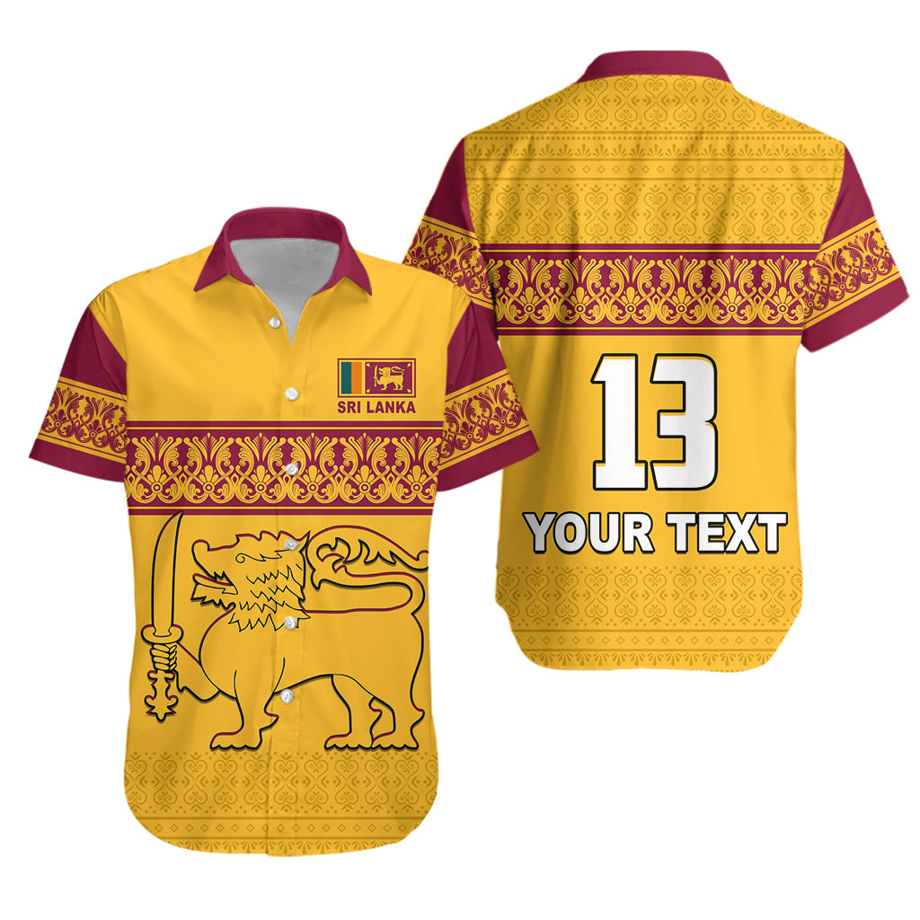 (Custom Text and Number) Sri Lanka Hawaiian Shirt Traditional Pattern and Lion Flag LT13 - Wonder Print Shop