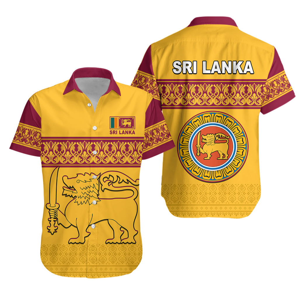 Sri Lanka Hawaiian Shirt Traditional Pattern and Lion Flag LT13 - Wonder Print Shop