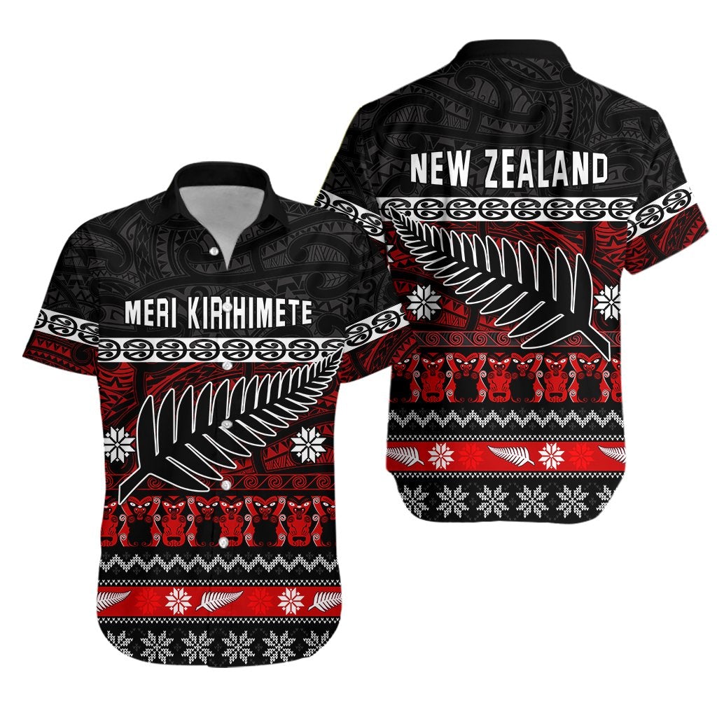 New Zealand Silver Fern Christmas Hawaiian Shirt Maori Meri Kirihimete LT13 - Wonder Print Shop