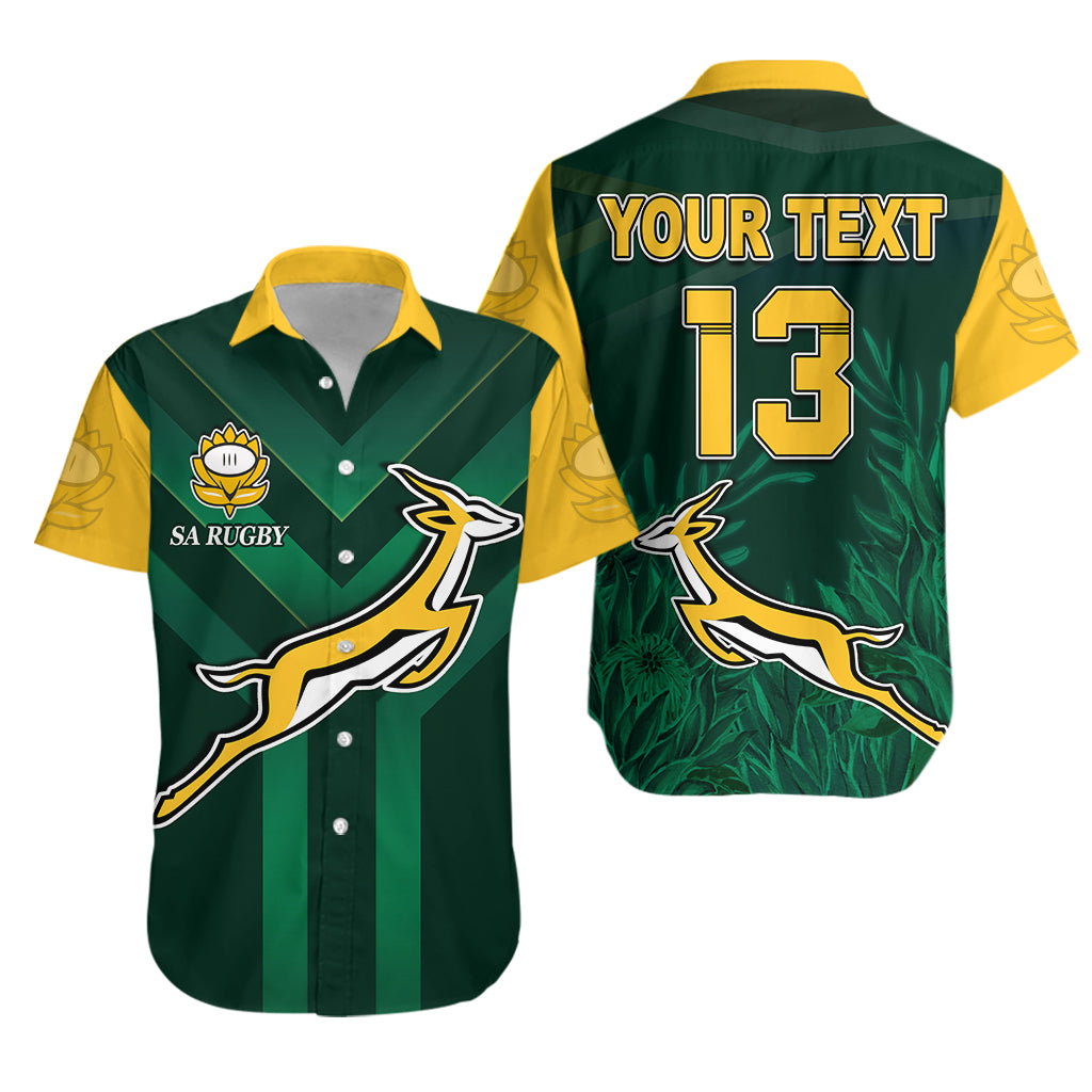 (Custom Text and Number) South Africa Rugby Hawaiian Shirt Springboks King Protea Go Bokke LT13 - Wonder Print Shop