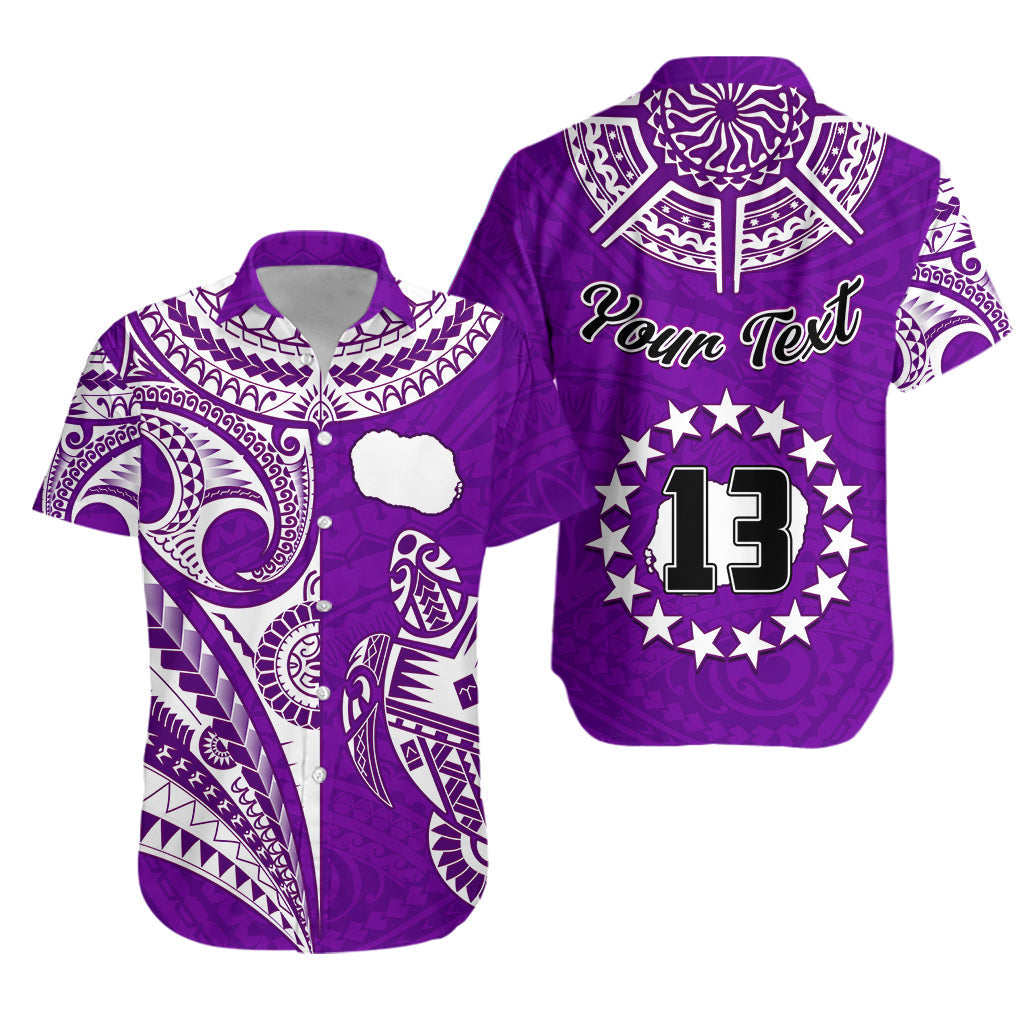 (Custom Text and Number) Rarotonga Cook Islands Hawaiian Shirt Turtle and Map Style Purple LT13 - Wonder Print Shop