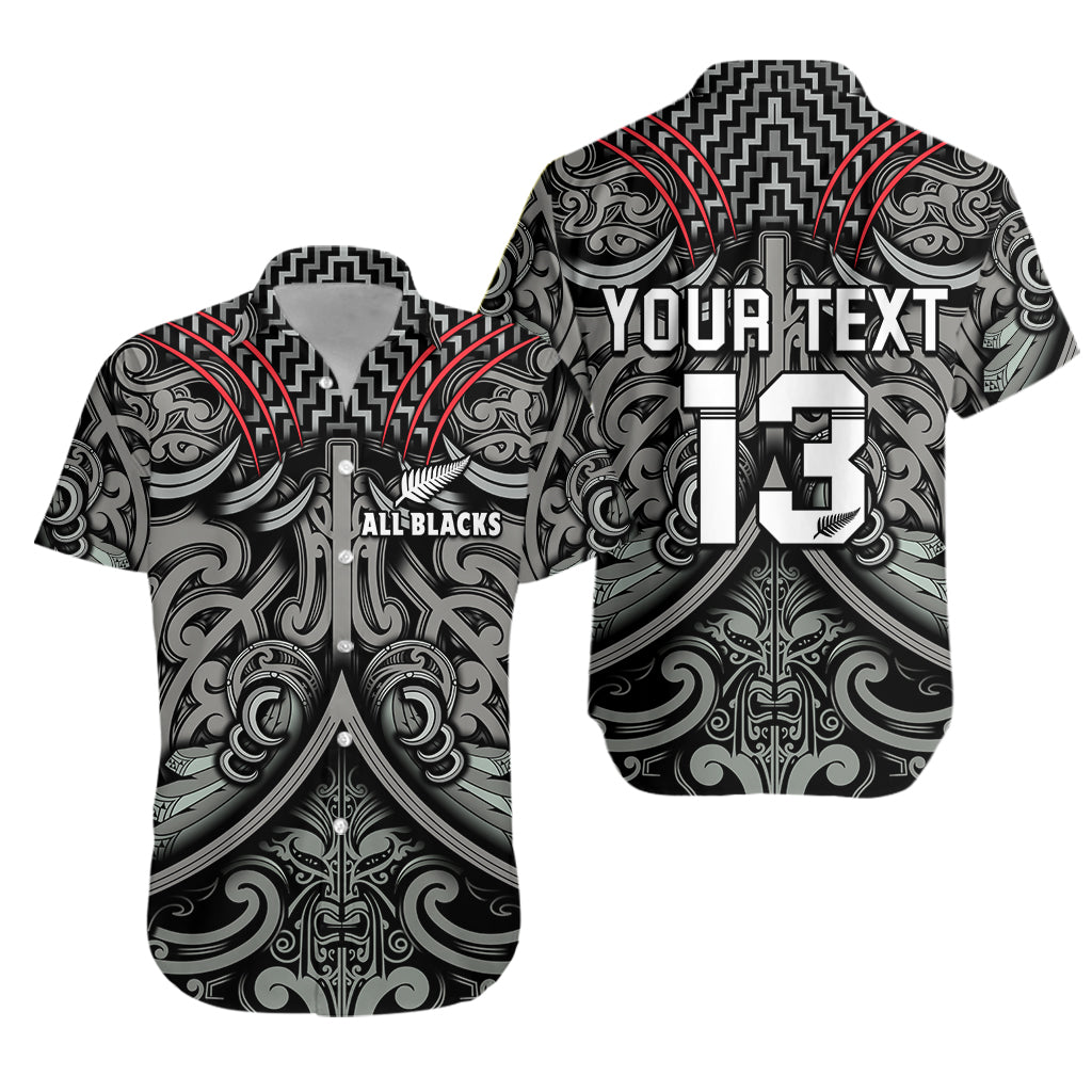 Custom Text and Number New Zealand Silver Fern Rugby Hawaiian Shirt All Black NZ Maori Pattern LT13 - Wonder Print Shop