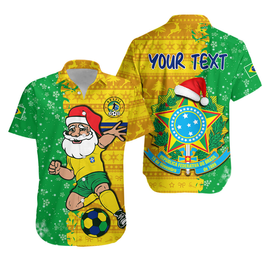 (Custom Personalised) Brazil Football Hawaiian Shirt Christmas Santa Claus Selecao Champions LT13 - Wonder Print Shop