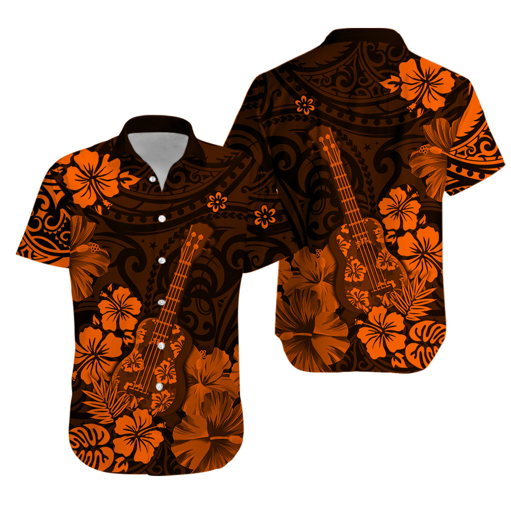 hawaii-hawaiian-shirt-polynesiaorange-ukulele-flowers