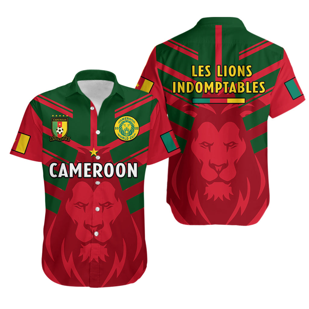 Cameroon Football Hawaiian Shirt Les Lions Indomptables Red World Cup 2022 - Wonder Print Shop