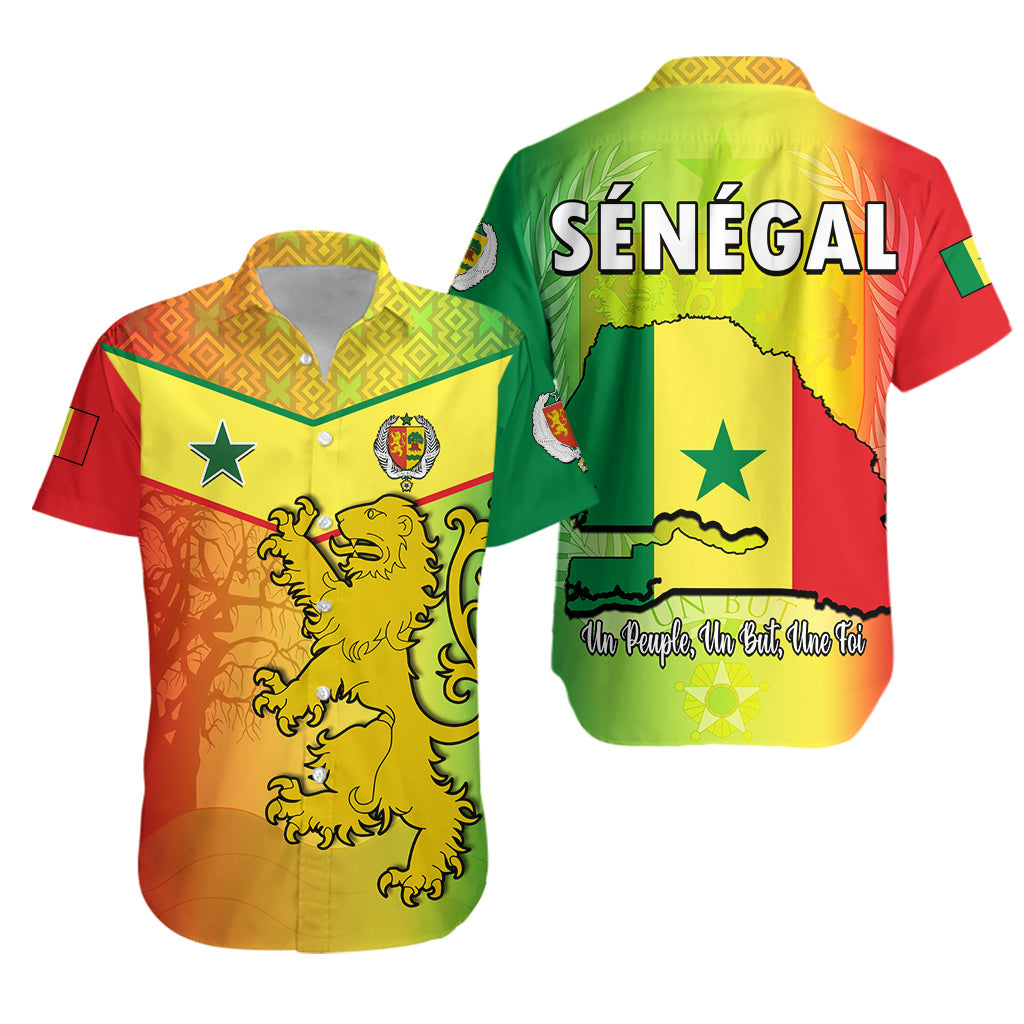 Senegal Hawaiian Shirt Lion With Senegal Map Reggae Style - Wonder Print Shop