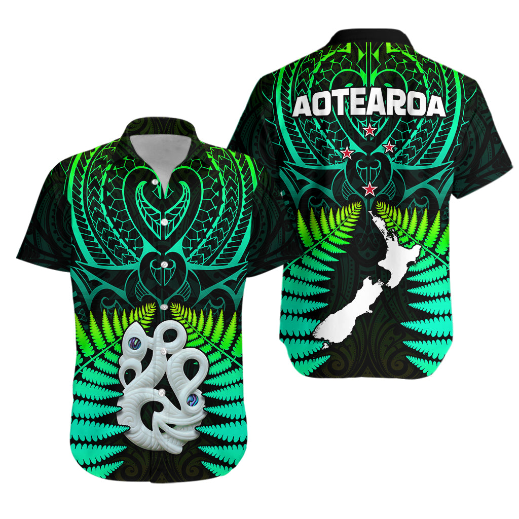 Aotearoa Fern Hawaiian Shirt New Zealand Hei Tiki Green Style LT13 - Wonder Print Shop