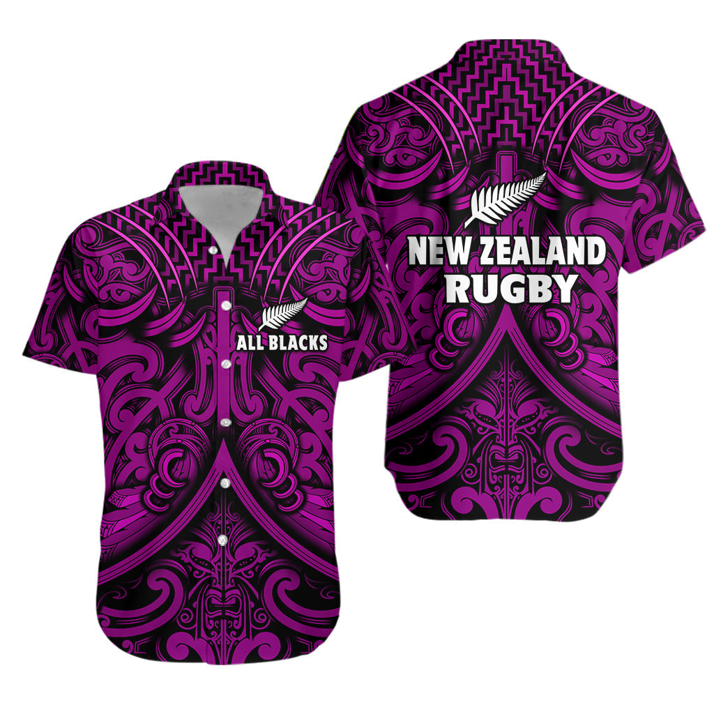 New Zealand Silver Fern Rugby Hawaiian Shirt All Black Purple NZ Maori Pattern LT13 - Wonder Print Shop