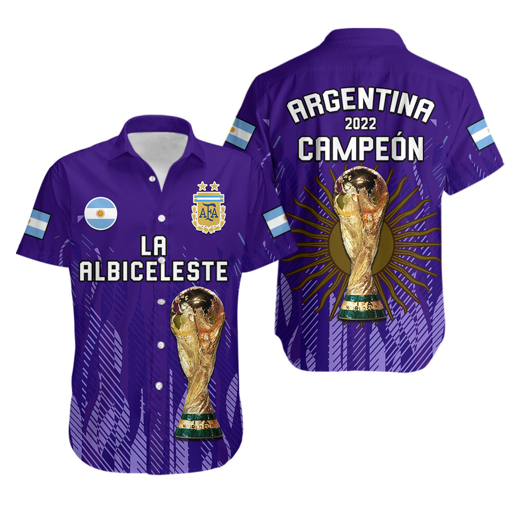 Argentina Football Hawaiian Shirt La Albiceleste Campeon Proud Purple 2022 - Wonder Print Shop