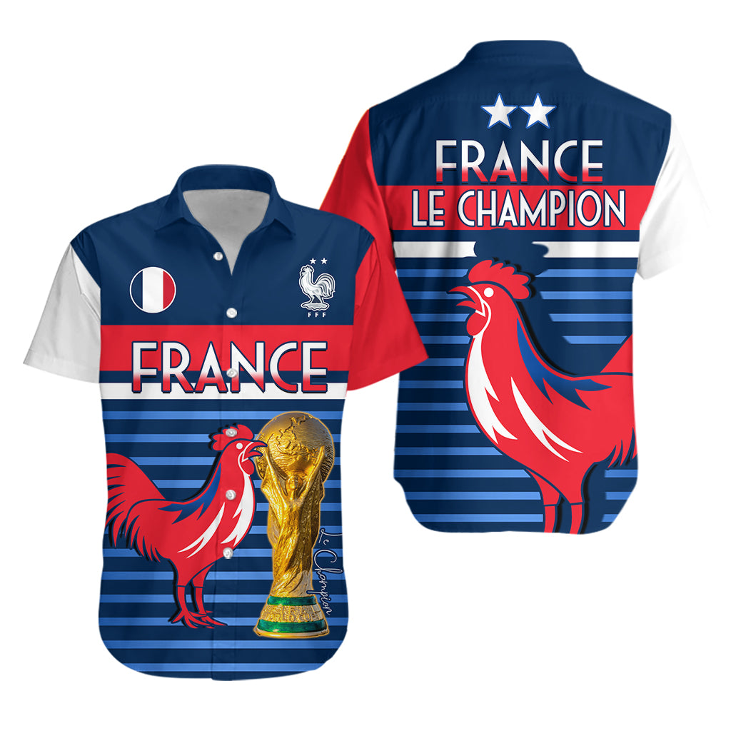 France Football The Blues Hawaiian Shirt Les Bleus Le Champion 2022 World Cup LT13 - Wonder Print Shop